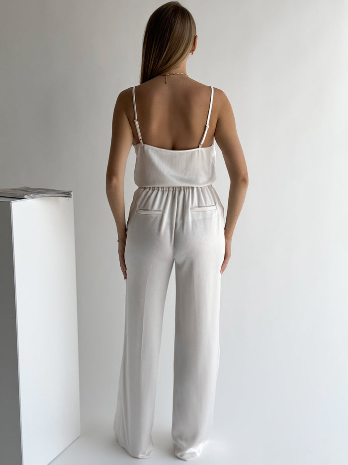 Moteriškos satino kelnės MELANIE Balta