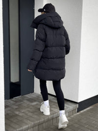 Moteriška vidutinio ilgio striukė su gobtuvu ROBIN Juoda