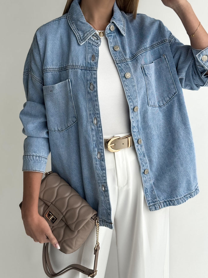 Moteriški džinsiniai marškiniai JENNY Mėlyna