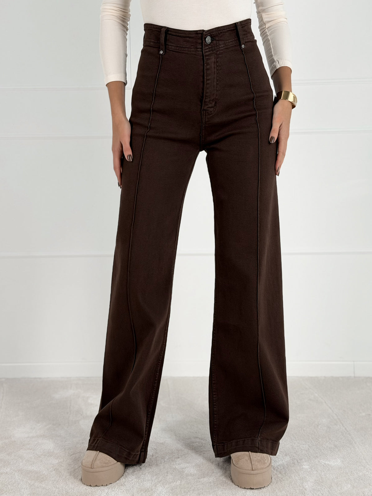 WIDE LEG modelio moteriški džinsai TONALLI Ruda