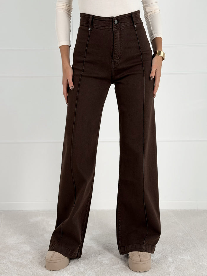 WIDE LEG modelio moteriški džinsai TONALLI Ruda