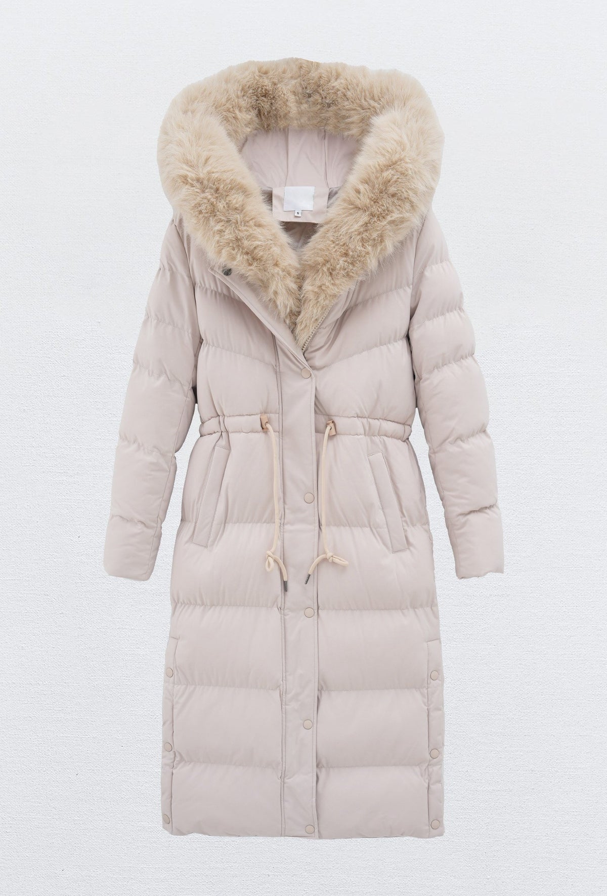 Moteriška ilga žieminė striukė su gobtuvu LUCHO Kreminė