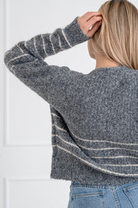 Moteriškas susagstomas megztinis su vilna BIJOU Pilka