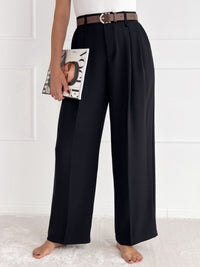 Moteriškos klasikinės kelnės su diržu LUCIAN Juoda
