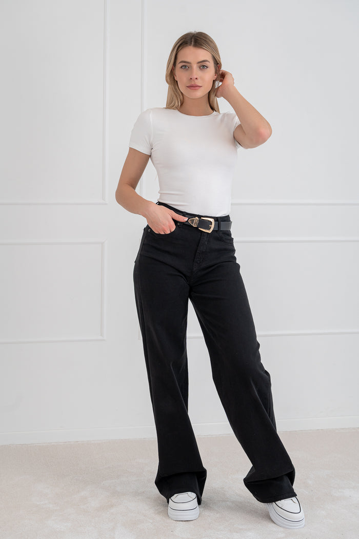 EXTRA LONG modelio moteriški džinsai aukštu juosmeniu DORIS Juoda