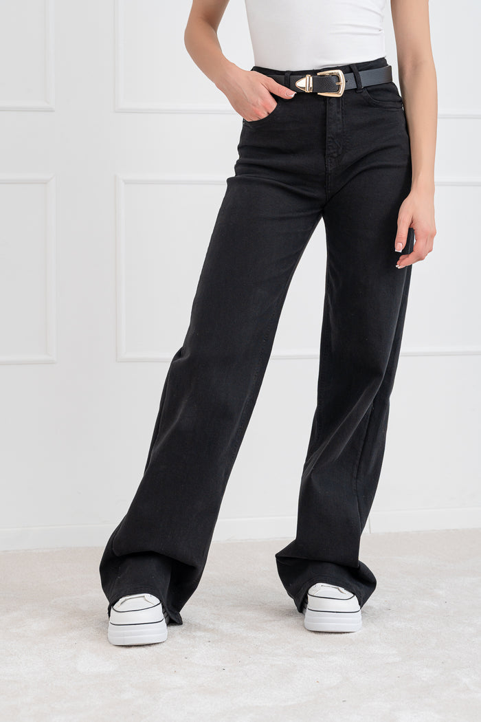 EXTRA LONG modelio moteriški džinsai aukštu juosmeniu DORIS Juoda