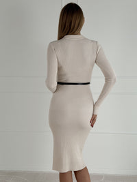 Moteriška suknelė su diržu ALABAMA Kreminė