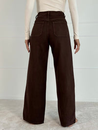 Platėjantys moteriški džinsai aukštu juosmeniu CHICAGO Ruda