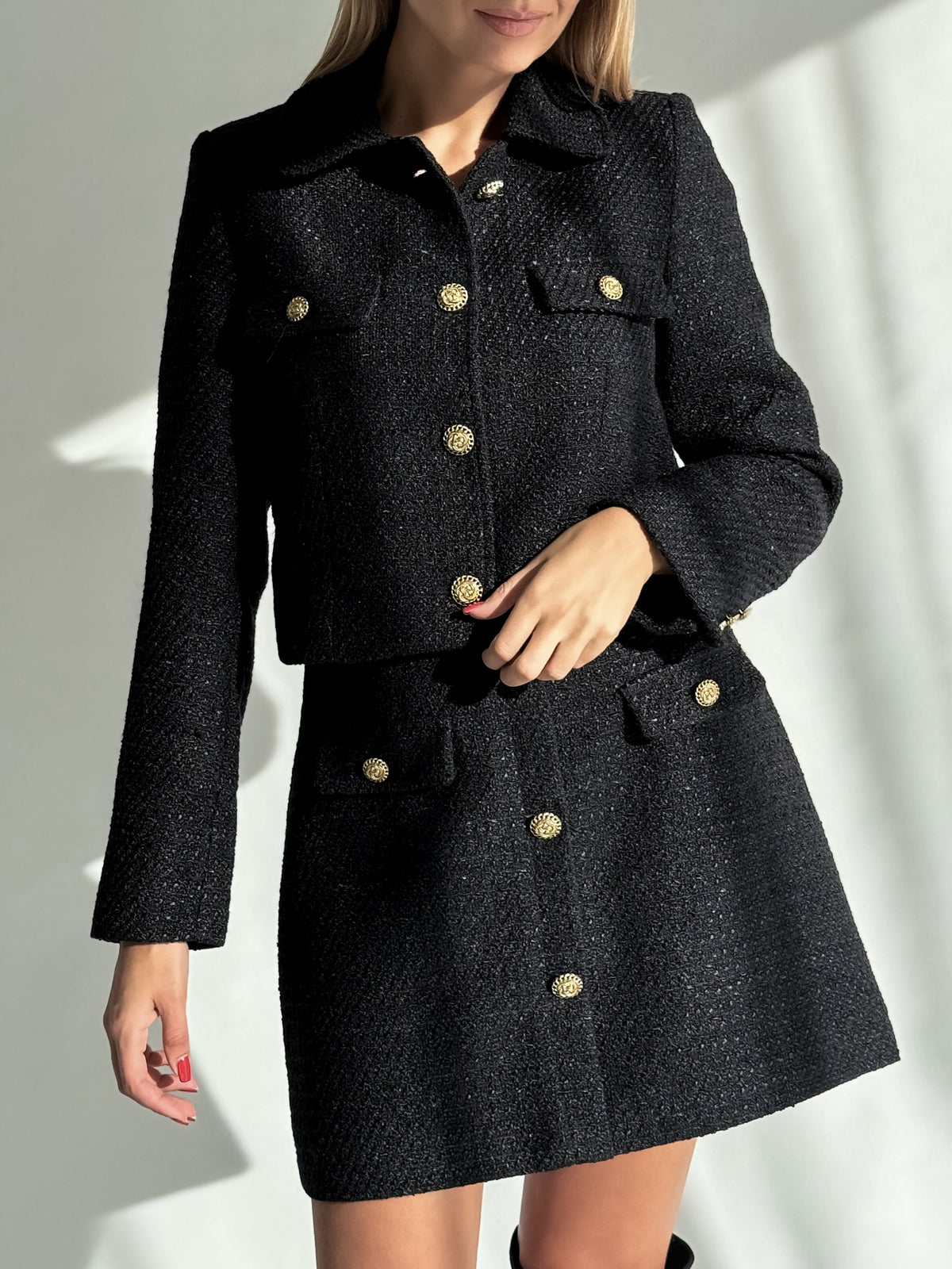 Moteriškas tvido švarkas ARIZONA Juoda