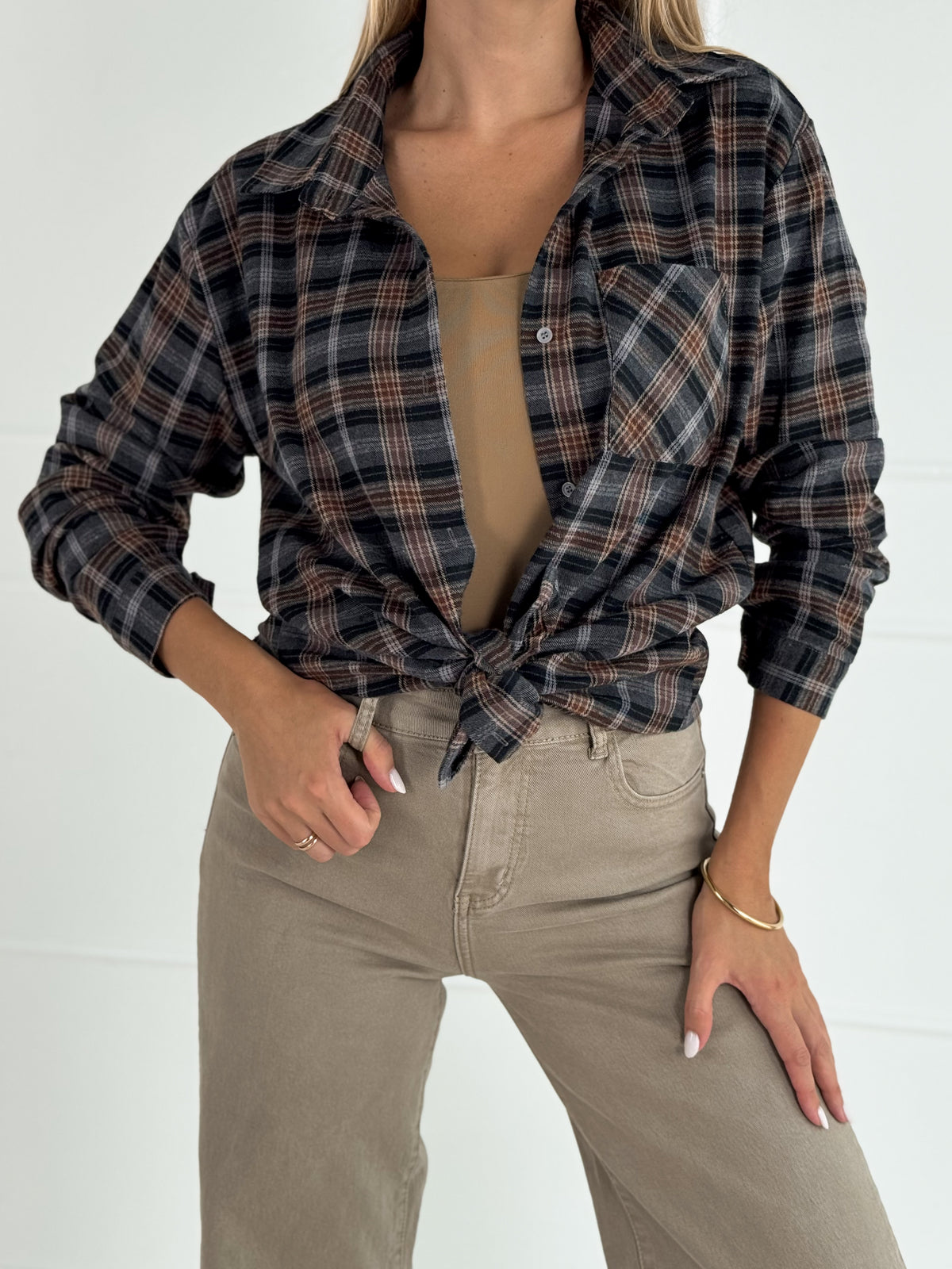 Moteriški medvilniniai marškiniai LUCILA Pilka