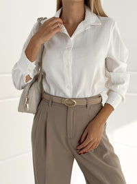 Moteriški itališki klasikiniai marškiniai ORIANA Balta