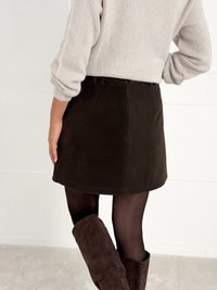 Moteriškas verstos eko odos sijonas su šortais PALMIRA Tamsiai ruda