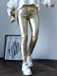 Moteriškos blizgios auksinės kelnės HAMILTON