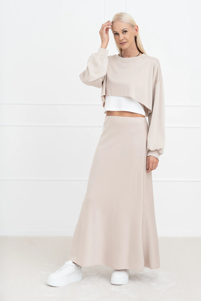 Moteriškas itališkas dviejų dalių kostiumėlis FRISCO Kreminė