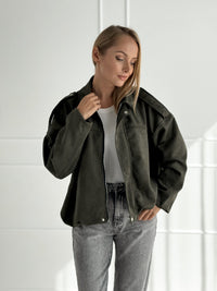 Moteriškas zomšos imitacijos švarkas NIVORA Chaki