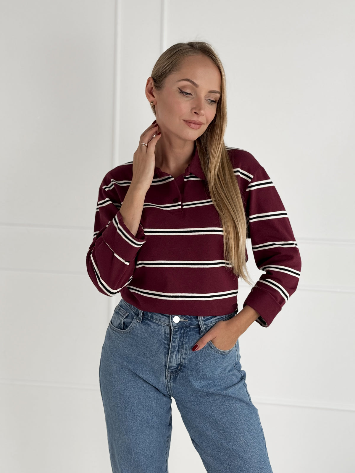 Moteriška itališka medvilninė palaidinė CLAUDIO Bordo