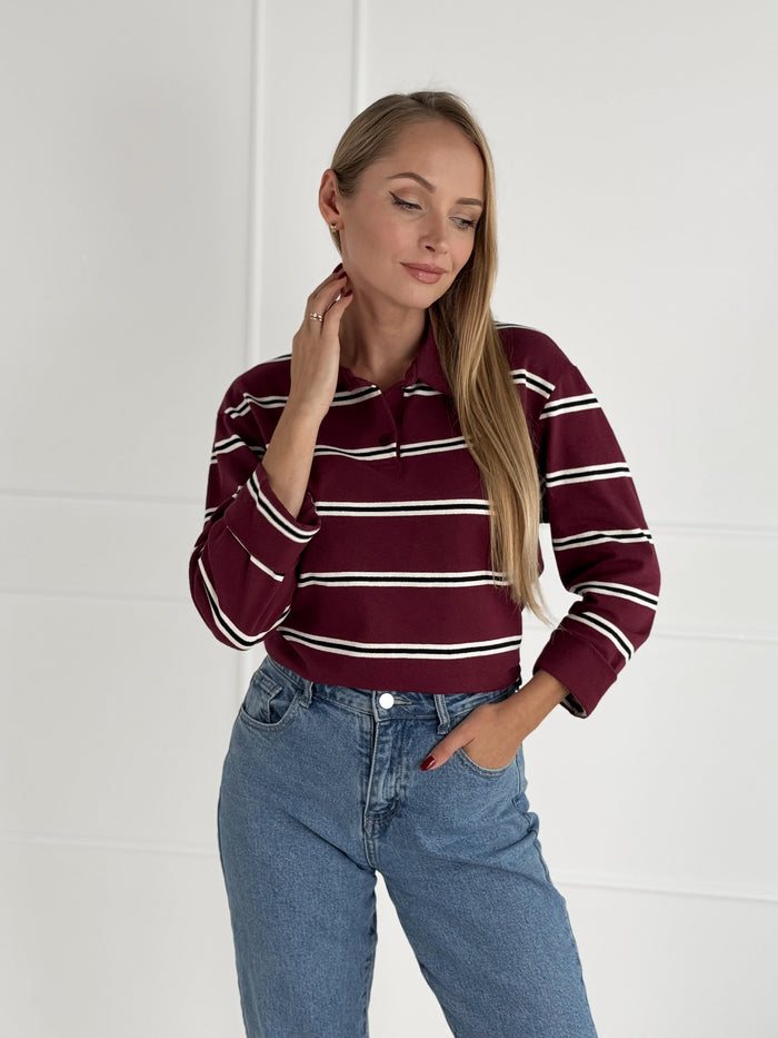 Moteriška itališka medvilninė palaidinė CLAUDIO Bordo