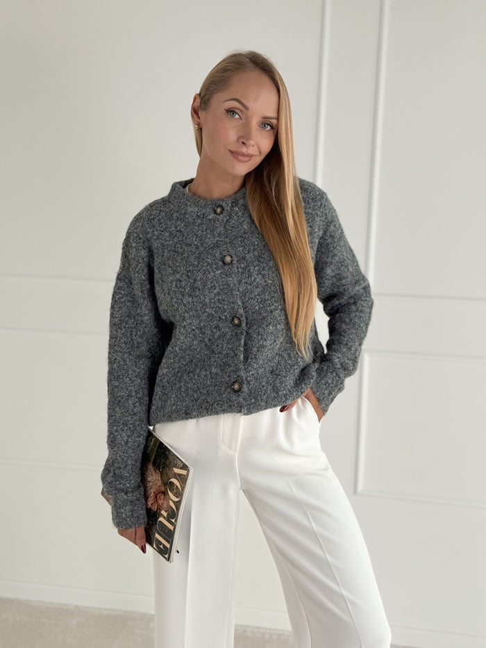 Moteriškas šiltas megztinis su vilna CAMIEL Pilka