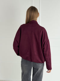 Moteriškas zomšos imitacijos švarkas NIVORA Bordo