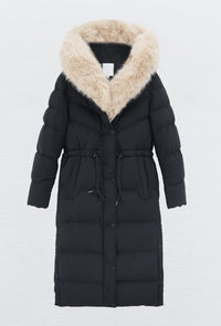 Moteriška ilga žieminė striukė su gobtuvu LUCHO Juoda