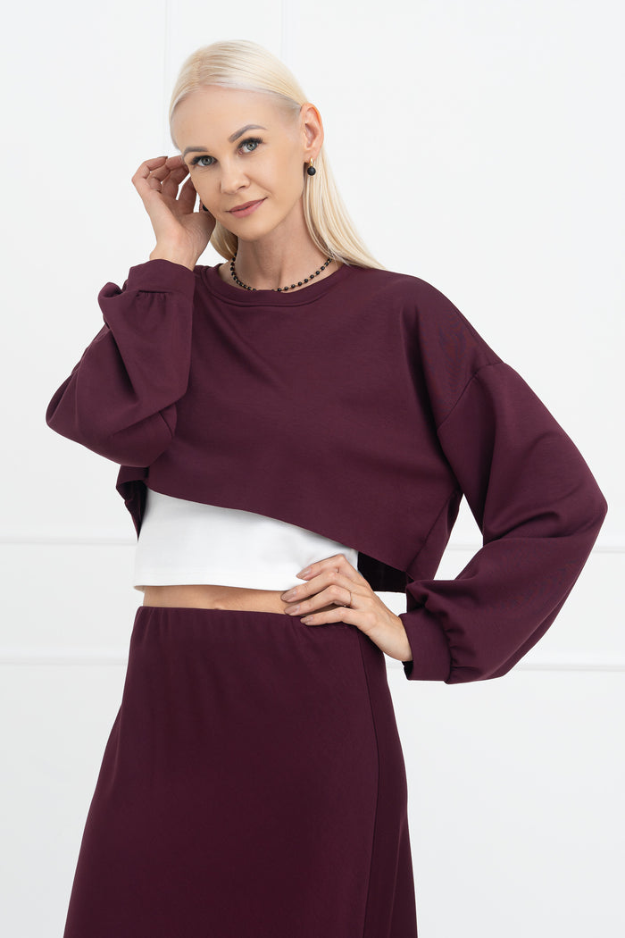 Moteriškas itališkas dviejų dalių kostiumėlis FRISCO Bordo