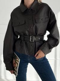 Moteriškas eko odos švarkas su diržu LAWSON Ruda