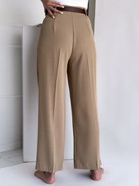 Moteriškos klasikinės kelnės su diržu LUCIAN Ruda