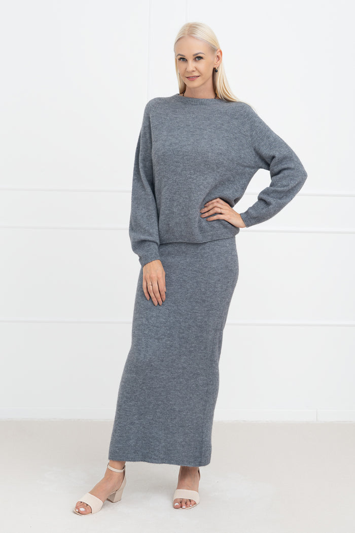 Moteriškas megztas dviejų dalių kostiumėlis BERKLEY Pilka