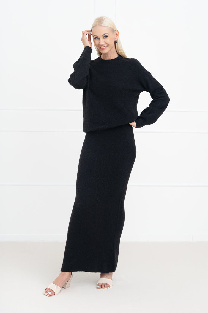 Moteriškas megztas dviejų dalių kostiumėlis BERKLEY Juoda