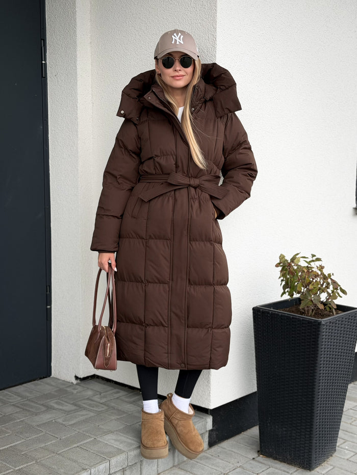 Moteriška ilga striukė su diržu MAYRA Ruda