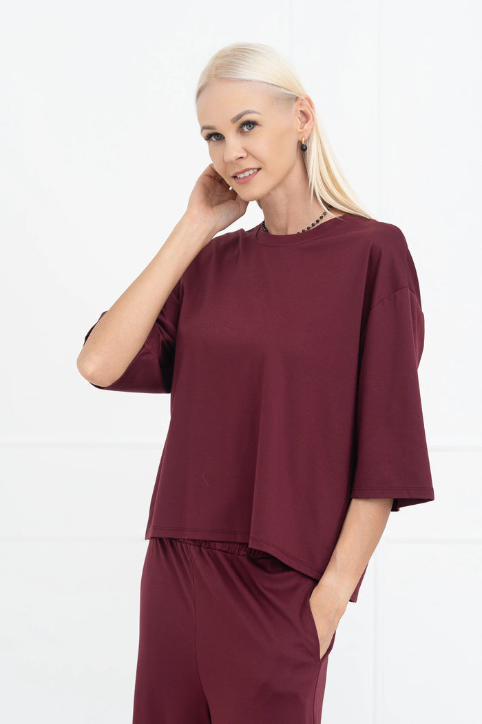 Moteriškas itališkas dviejų dalių kostiumėlis TILLIE Bordo