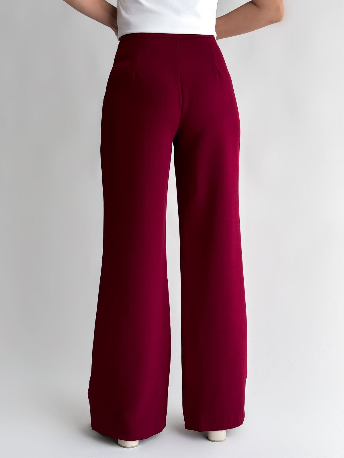 Moteriškos plačios itališkos kelnės OREN Bordo