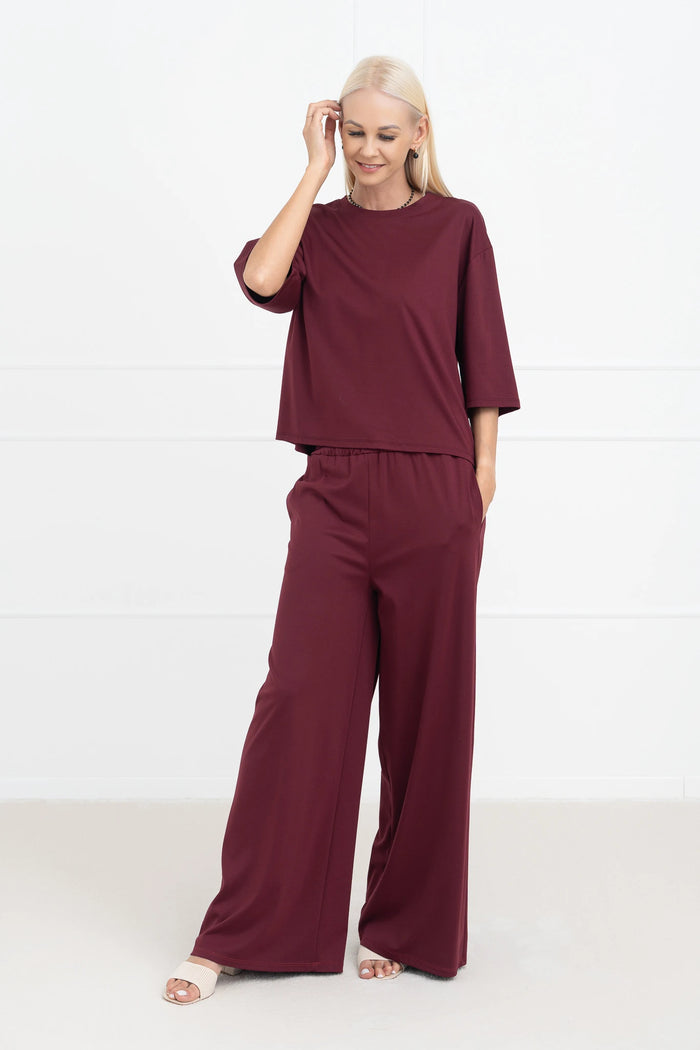 Moteriškas itališkas dviejų dalių kostiumėlis TILLIE Bordo