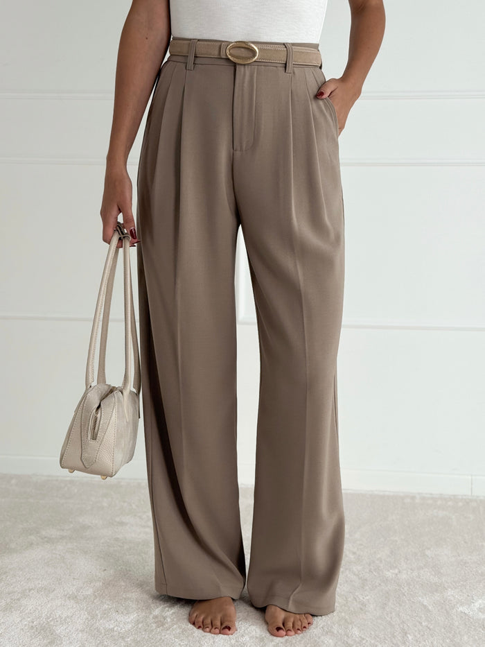 Moteriškos klasikinės kelnės THEODOSIA Kreminė