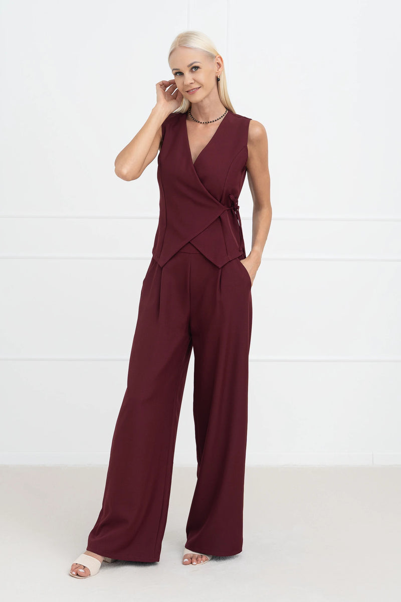 Moteriškas itališkas dviejų dalių kostiumėlis MAGNUS Bordo