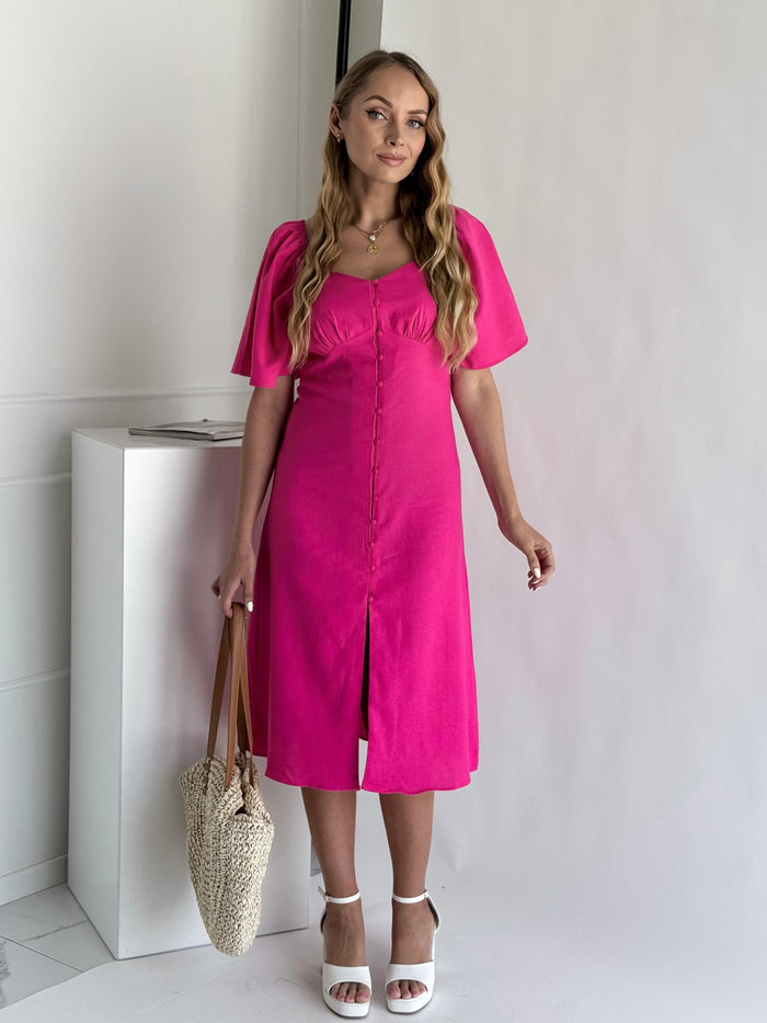 Moteriška lininė suknelė ALAINA Rožinė