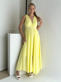 Moteriška ilga proginė suknelė FERRARA Geltona
