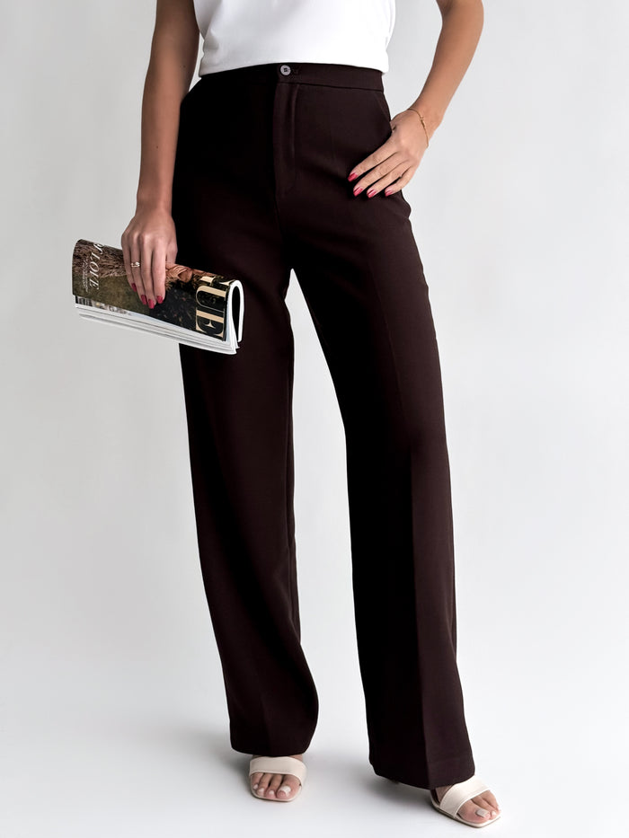 Moteriškos plačios klasikinės kelnės BALLARAT Ruda