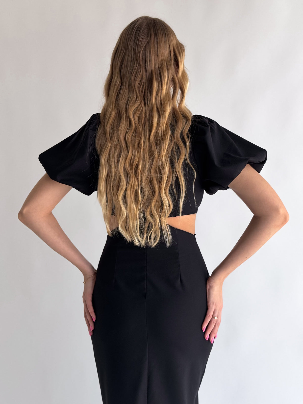 Moteriška ilga lininė suknelė ELVIE Juoda