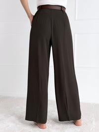 Moteriškos klasikinės kelnės su diržu LUCIAN Tamsiai ruda