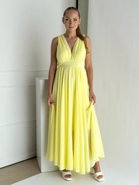 Moteriška ilga proginė suknelė FERRARA Geltona