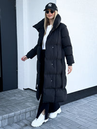 Moteriška ilga striukė su diržu BUNBURY Juoda