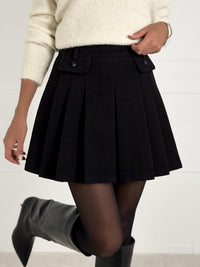 Moteriškas klostuotas sijonas su šortais TABITHA Juoda