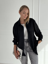 Moteriški zomšos imitacijos marškiniai ADELIA Juoda