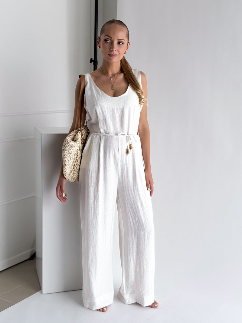 Moteriškas itališkas lininis kombinezonas TEXAS Kreminė