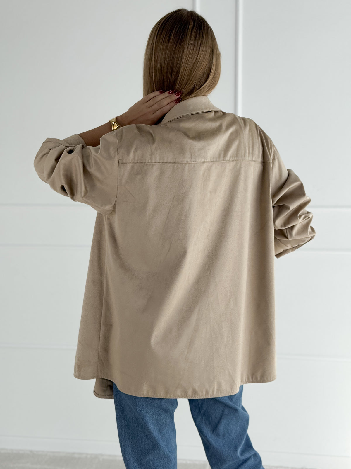 Moteriški zomšos imitacijos marškiniai ADELIA Kreminė