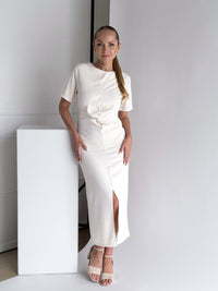 Moteriška itališka proginė suknelė ADRIANA Kreminė