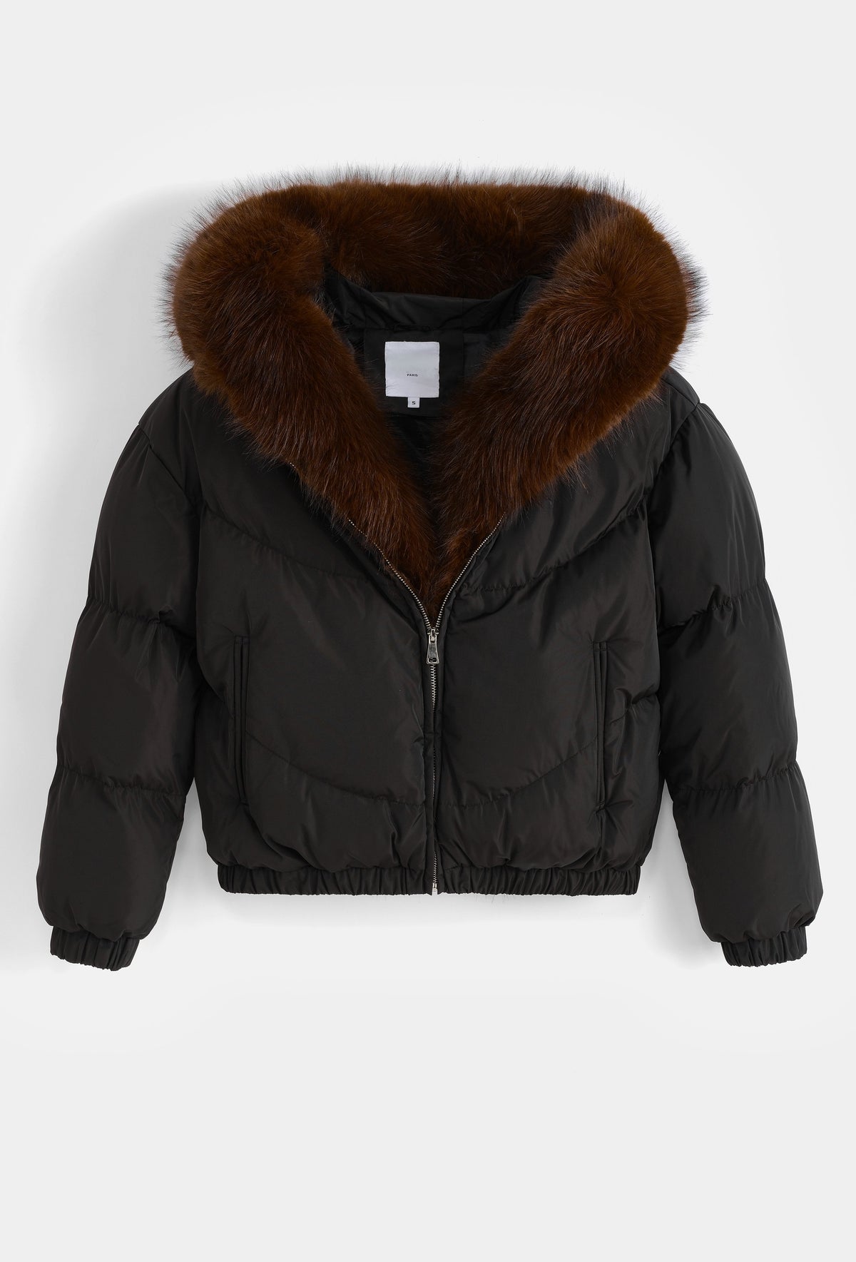 Moteriška trumpa striukė su gobtuvu RAY Juoda/Ruda