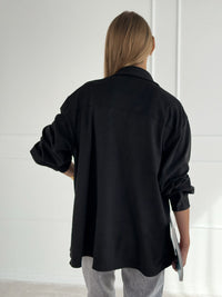 Moteriški zomšos imitacijos marškiniai ADELIA Juoda