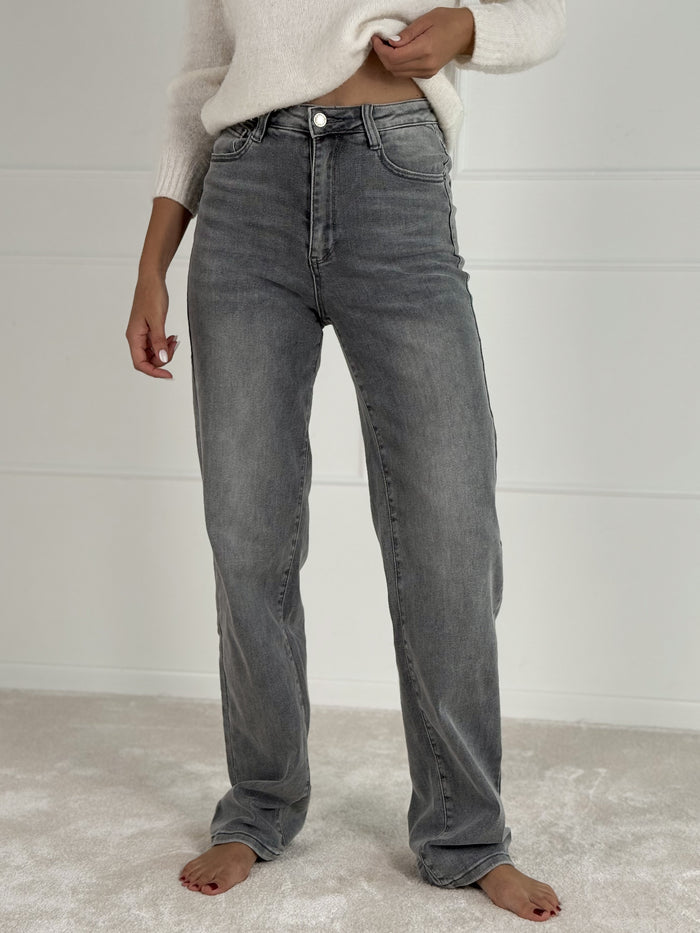 STRAIGHT modelio moteriški džinsai aukštu juosmeniu JEREMIE Pilka